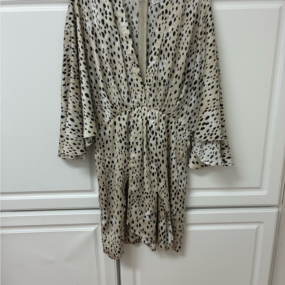 She + Sky Black and Cream Patterned Long Sleeve Dress